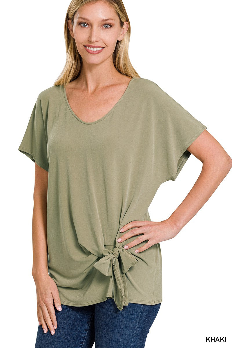 TIE TOP KHAKI . ITY FRONT TIE TOP KHAKI