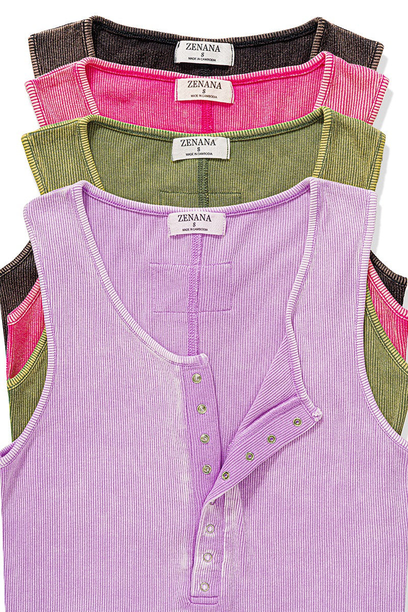 TANK TOP . WASHED RIBBED SCOOP NECK HENRY TANK TOP LT OLIVE