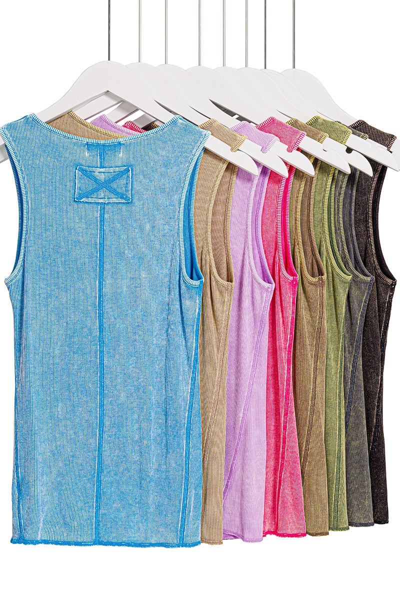 TANK TOP . WASHED RIBBED SCOOP NECK HENRY TANK TOP MOCHA GREY