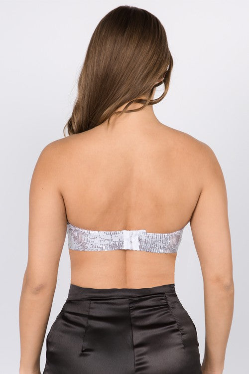 Bandeau Black . Sequined Neckline Bandeau Black .