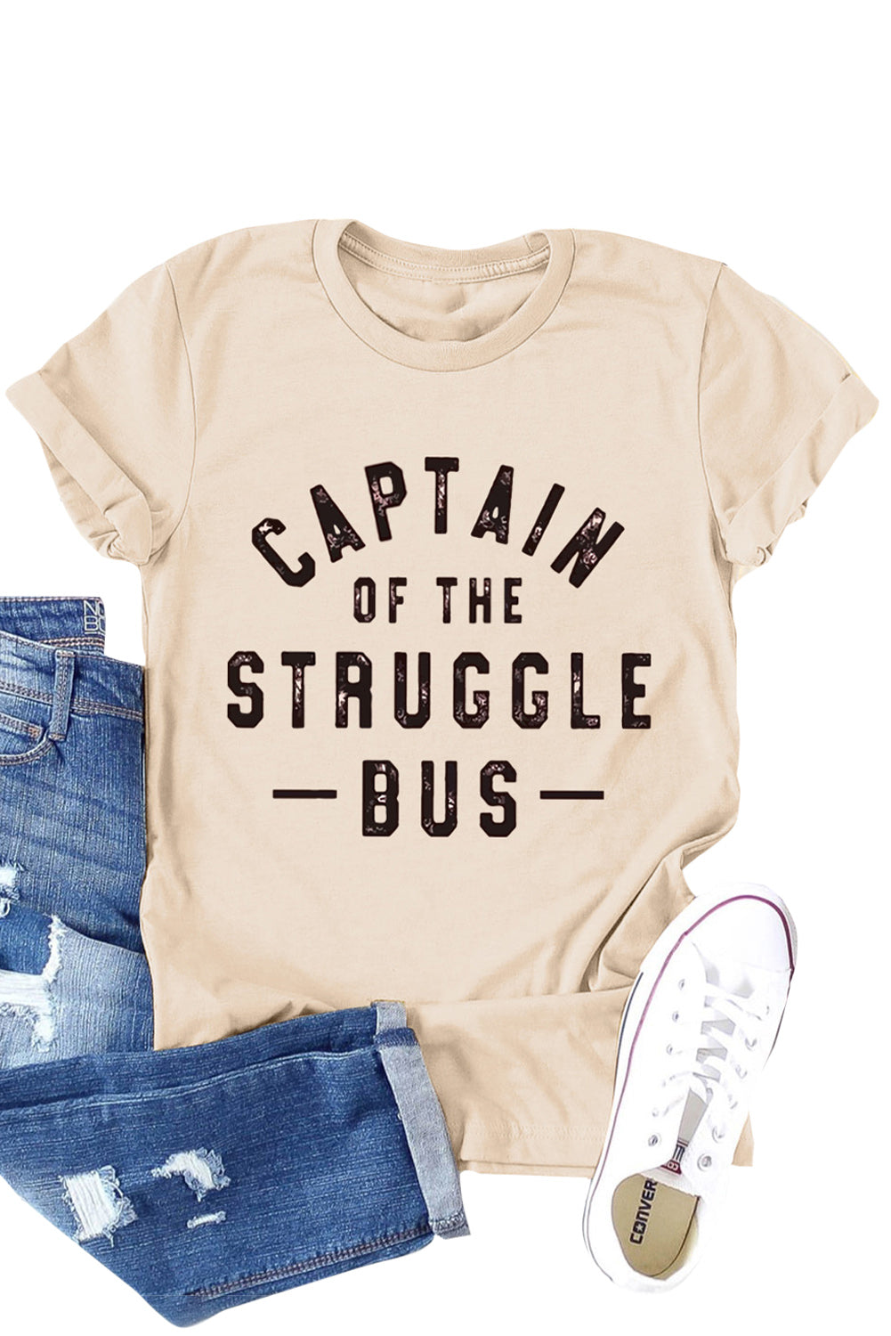 T-shirt . Khaki Captain of The Struggle Bus Graphic T-shirt