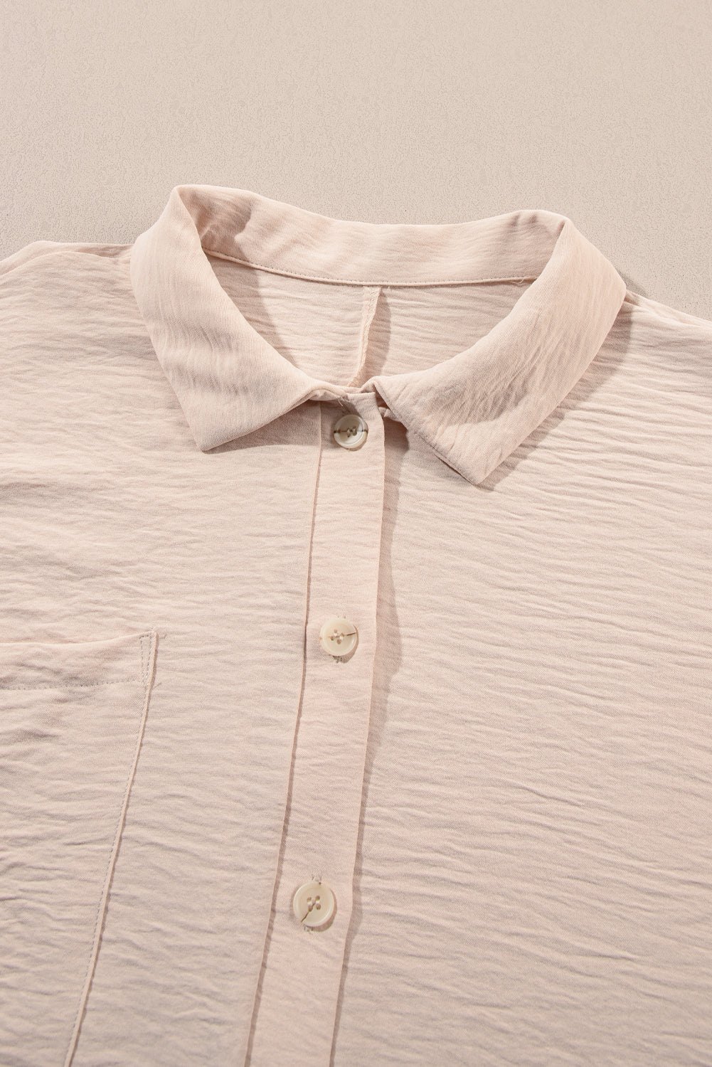 Loose Romper . Apricot Half Button Collared