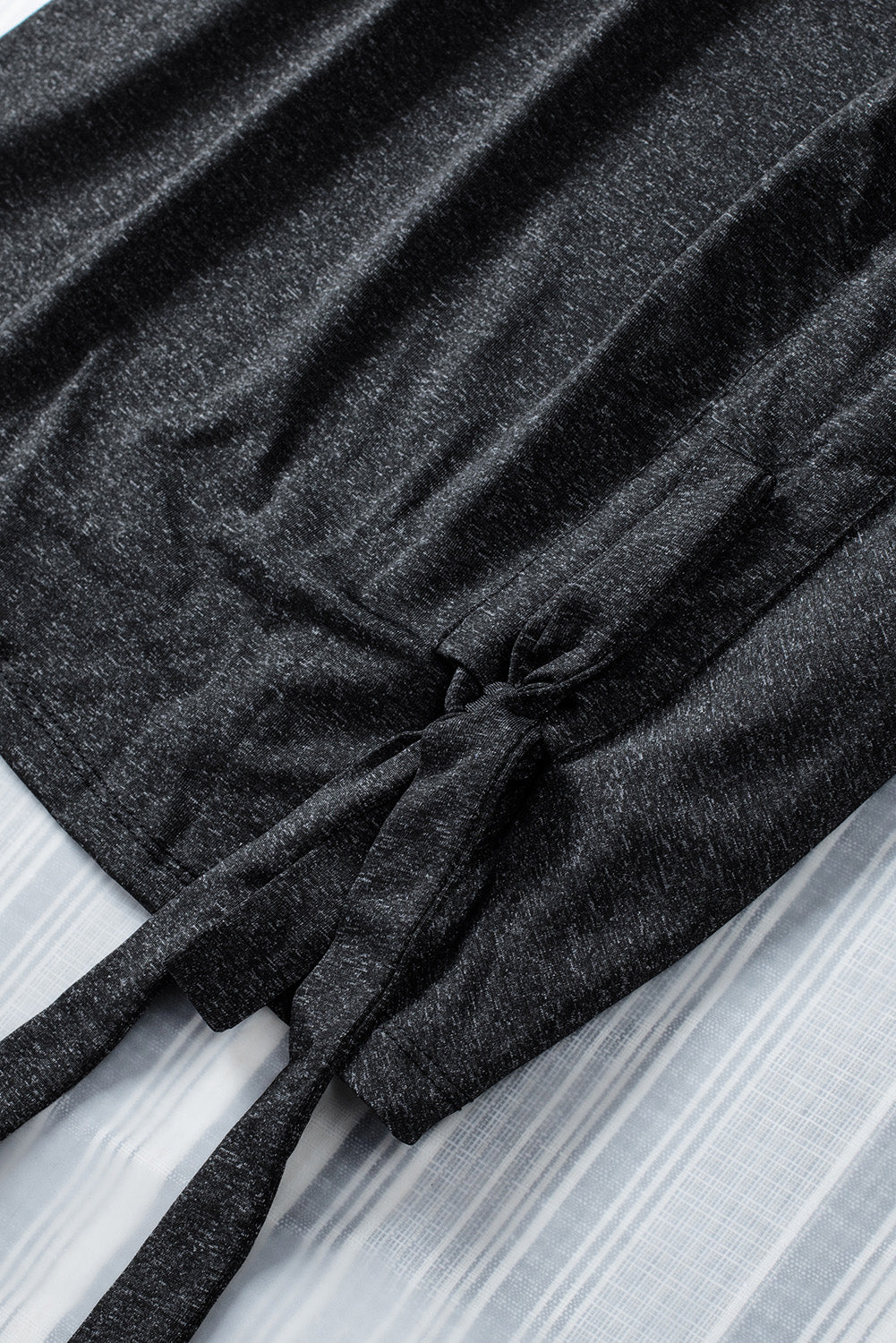 Mini Dress . Black Casual Crew Neck Ruched Mini Dress