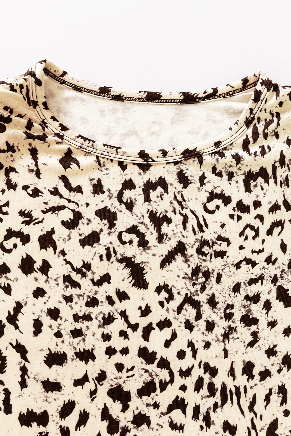 Top . Beige Leopard Print Boxy Fit Sleeveless