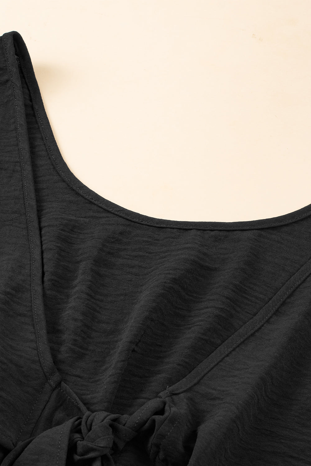 Romper . Black Knotted Backless Elastic Waist Sleeveless