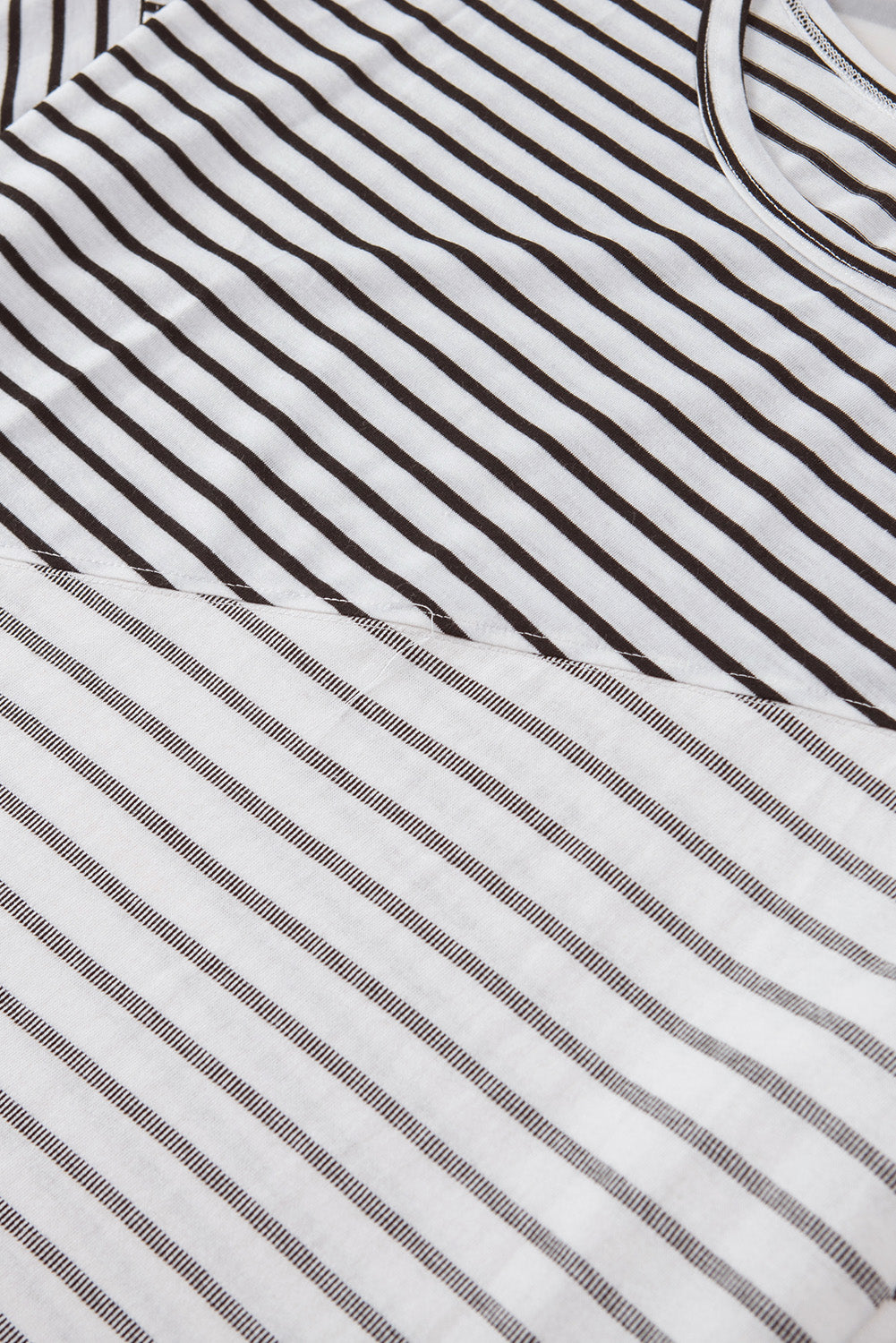 Top . Striped Patchwork Short Sleeve Top