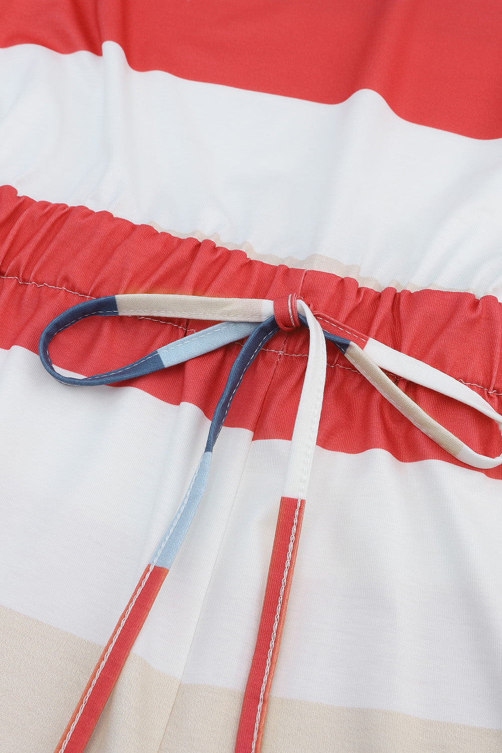 Sleeveless Romper . Striped Print Lace-up High Waist