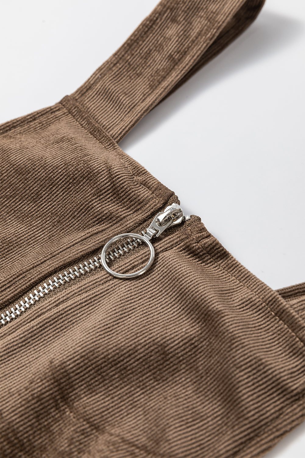 Dress . Brown O-ring Zip Up Pocketed Corduroy Dress