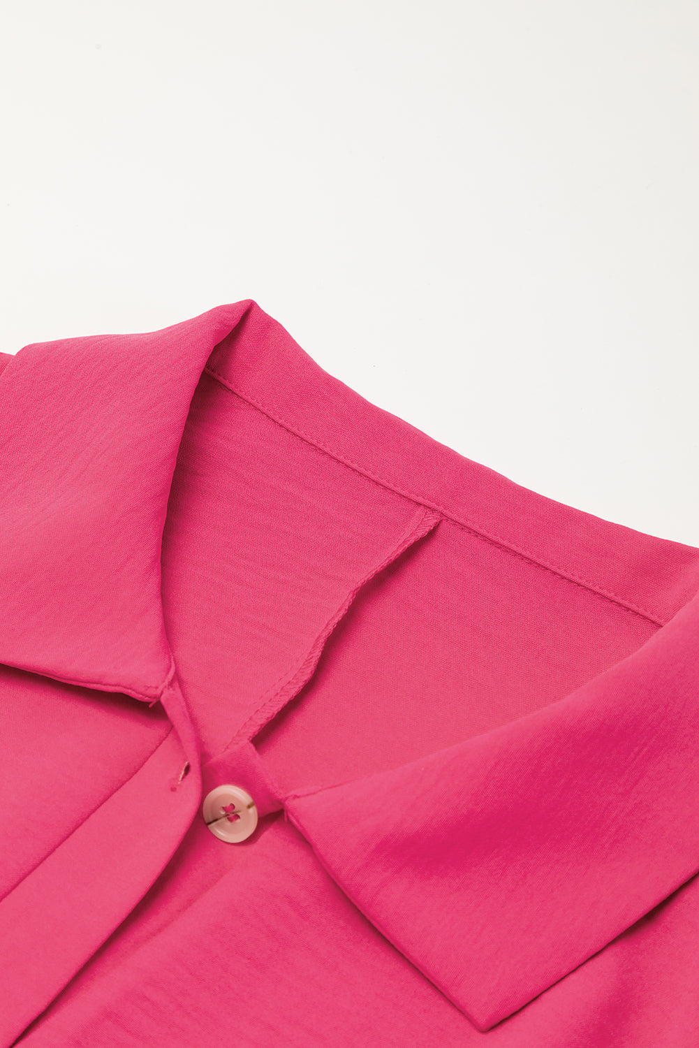 Loose Romper . Bright Pink Half Button Collared