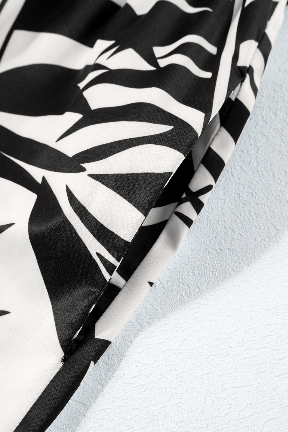 Jumpsuit . Black Halter Tropical Plant Print Wide Leg Jumpsuit