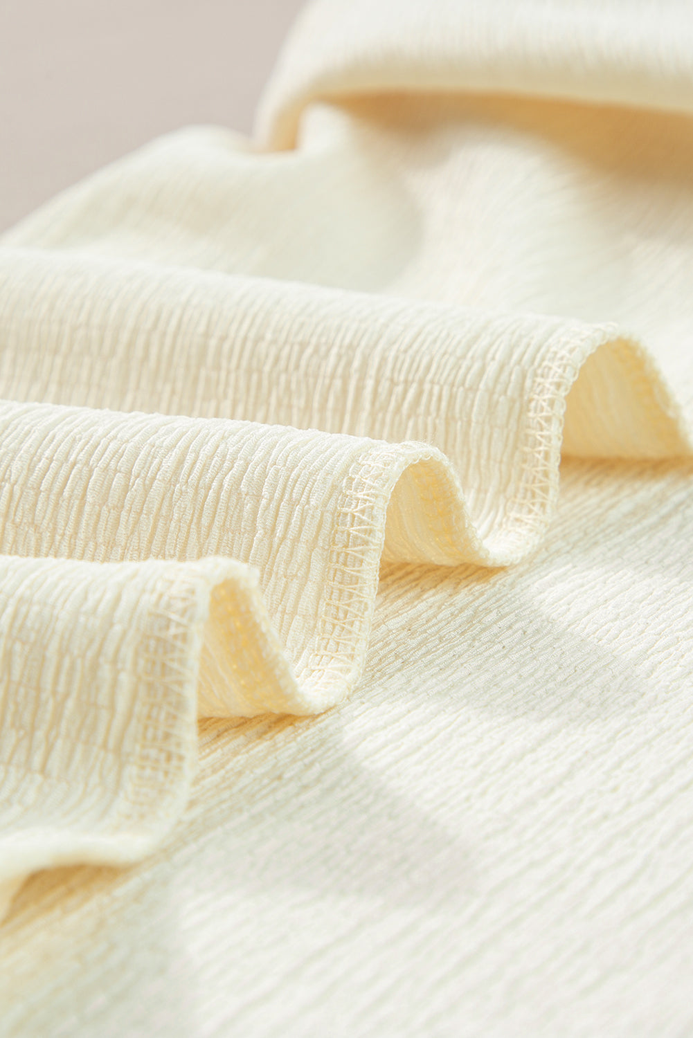 T-shirt . Apricot Crinkled V Neck Wide Sleeve T-shirt