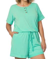 ROMPER GREEN MINT . PLUS SHORT SLEEVE ROMPER WITH POCKETS GREEN MINT