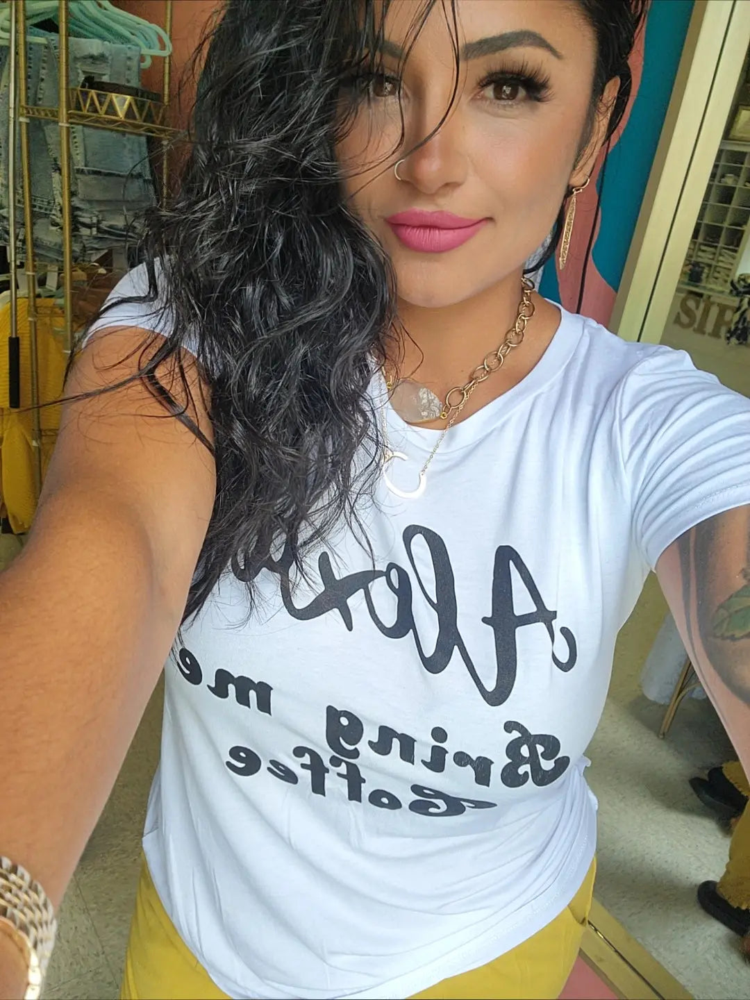 T shirt "Alexa bring me coffee" T shirt GREY