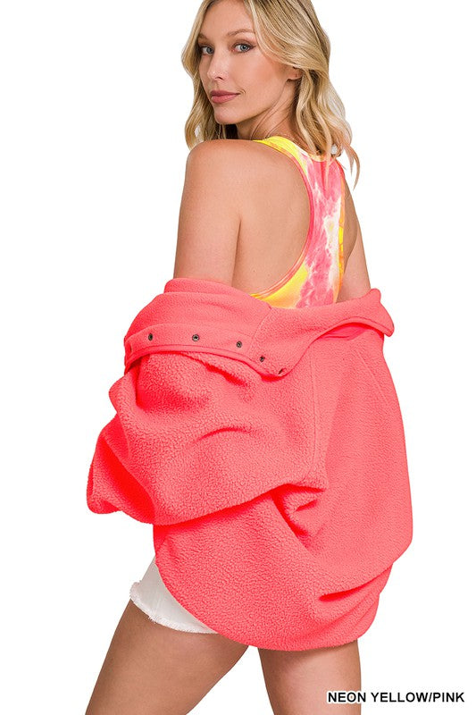 BODYSUIT  .  BRUSHED DTY TIE DYE RACERBACK TANK BODYSUIT NEON YELLOW/PINK