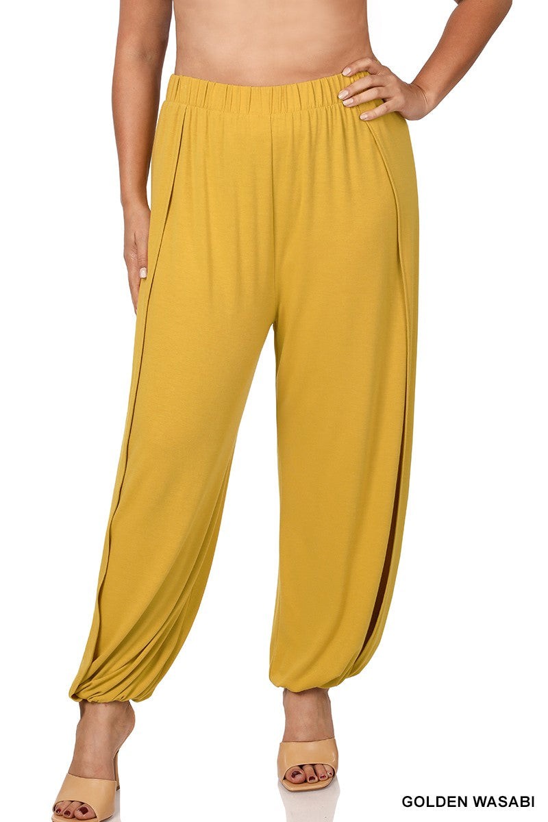PANTS GOLDEN WASABI .   PLUS SPLIT SIDE PANTS DESERT GOLDEN WASABI