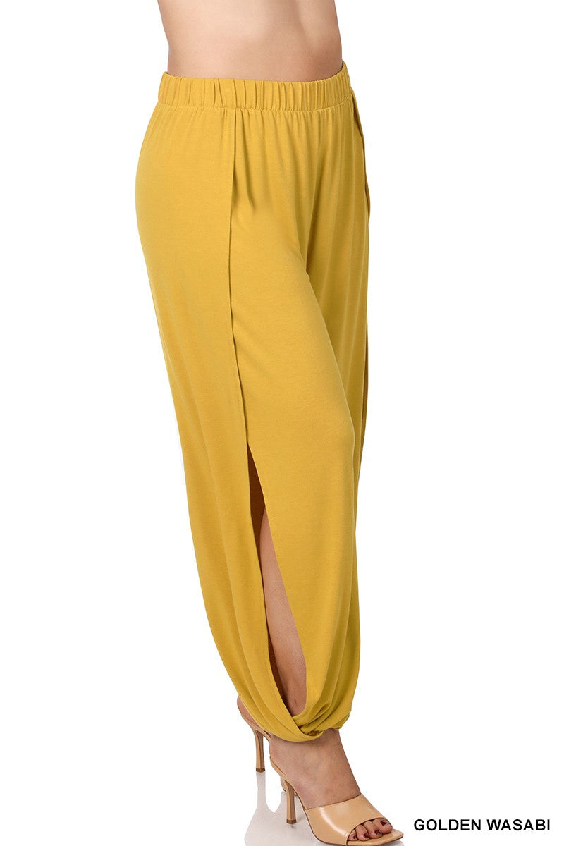 PANTS GOLDEN WASABI .   PLUS SPLIT SIDE PANTS DESERT GOLDEN WASABI