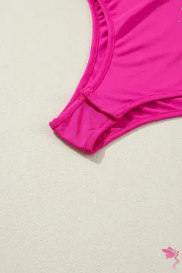 Bodysuit  .  Rose Rhinestone Mesh Long Sleeve Bodysuit.