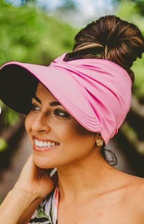 Sun Visor Hat  .  Lycra Messy Bun Summer Sun Visor Hat