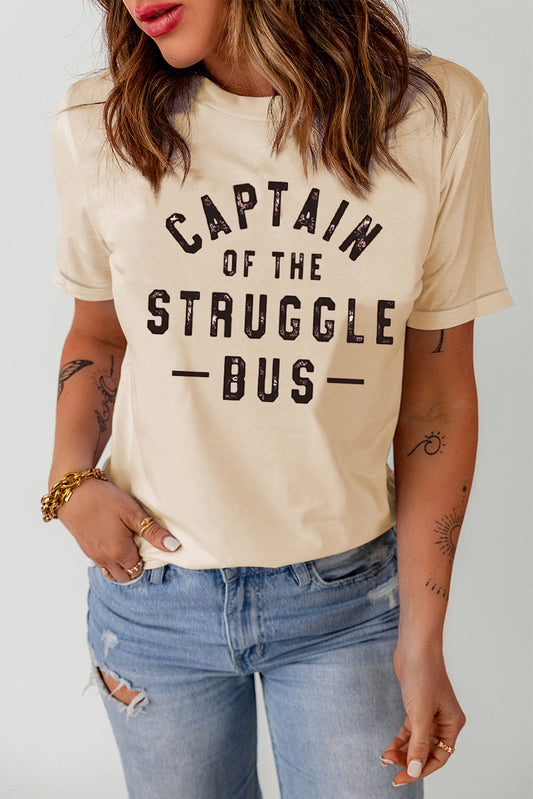 T-shirt  .  Khaki Captain of The Struggle Bus Graphic T-shirt