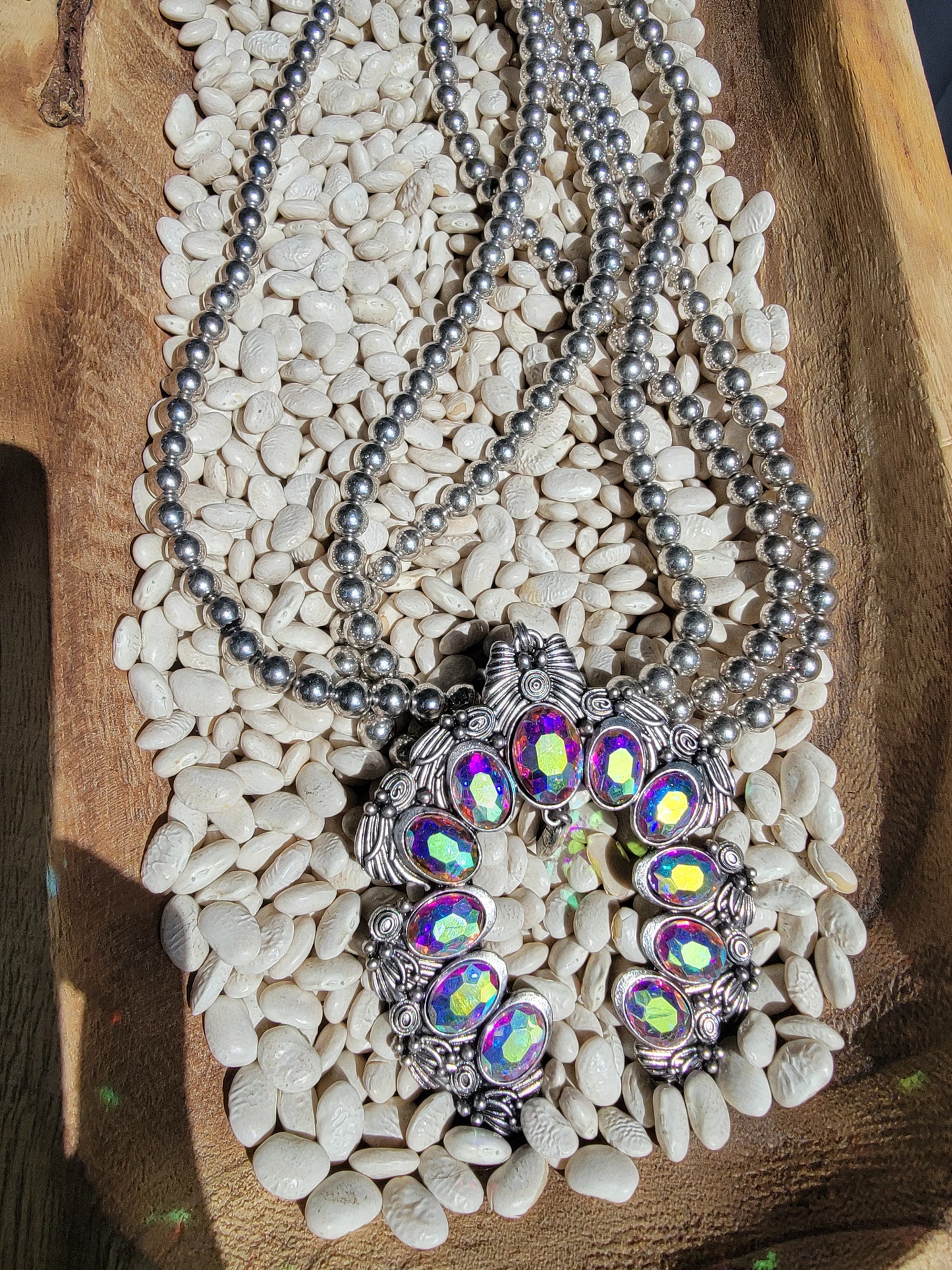 Western rhinestone squash blossom necklace set