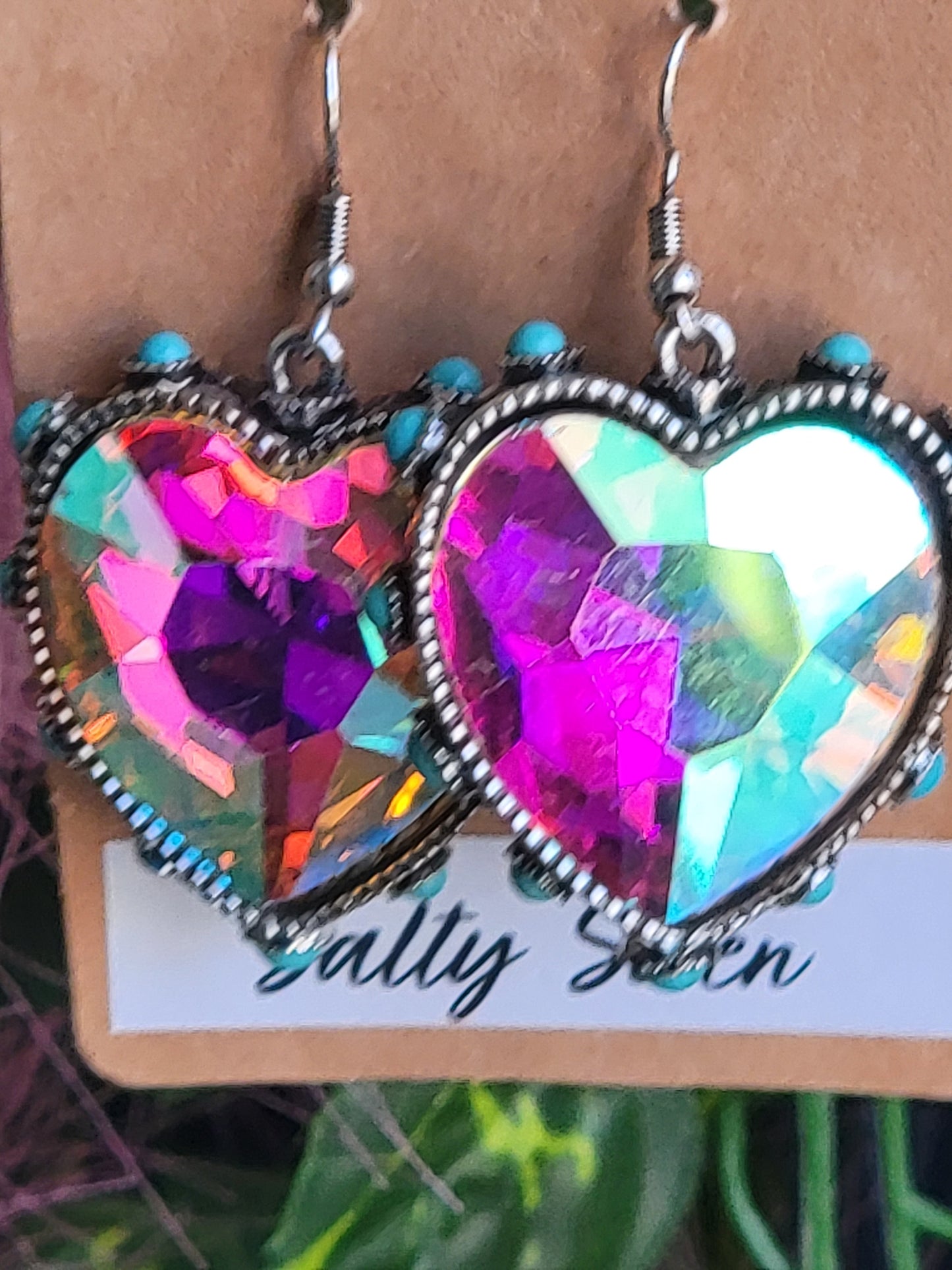 Turquoise heart bling earings