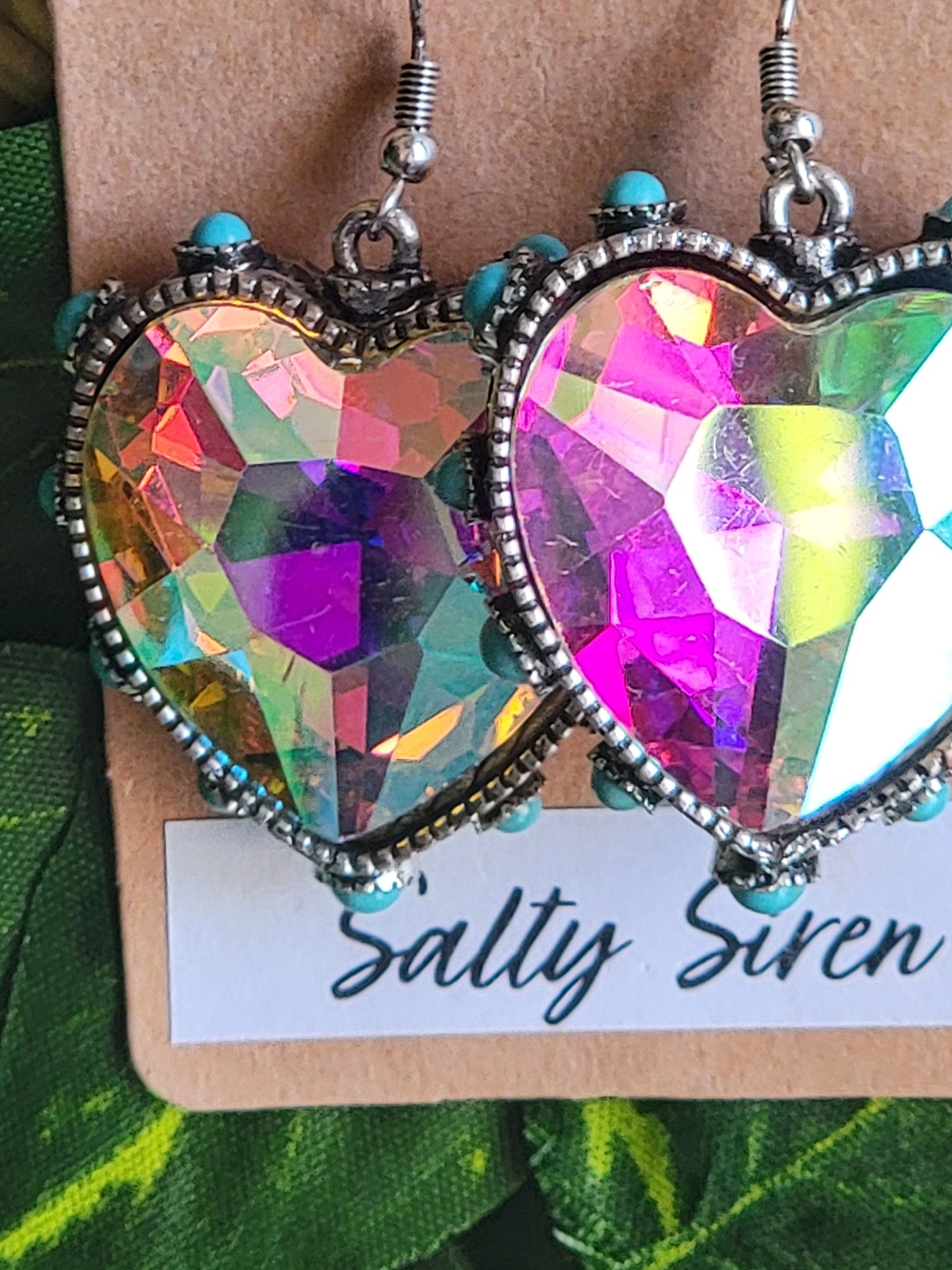 Turquoise heart bling earings