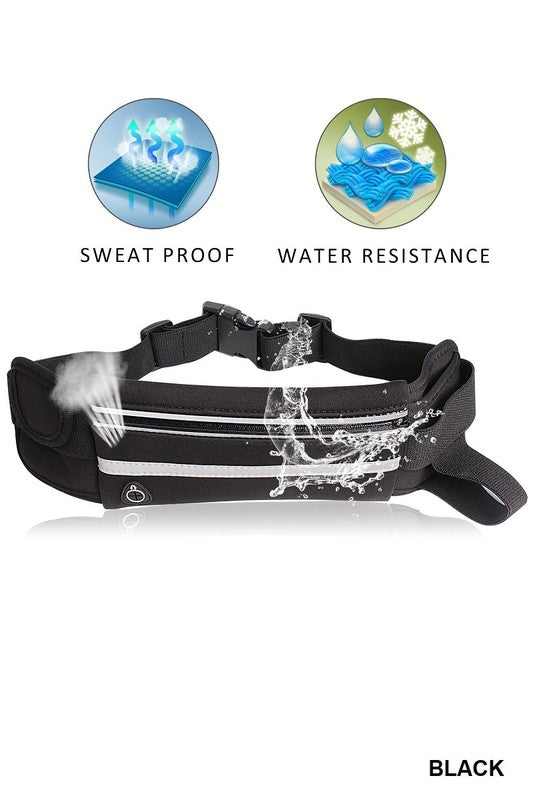 RUNNER BELT FANNY PACK WAIST BAG BLACK