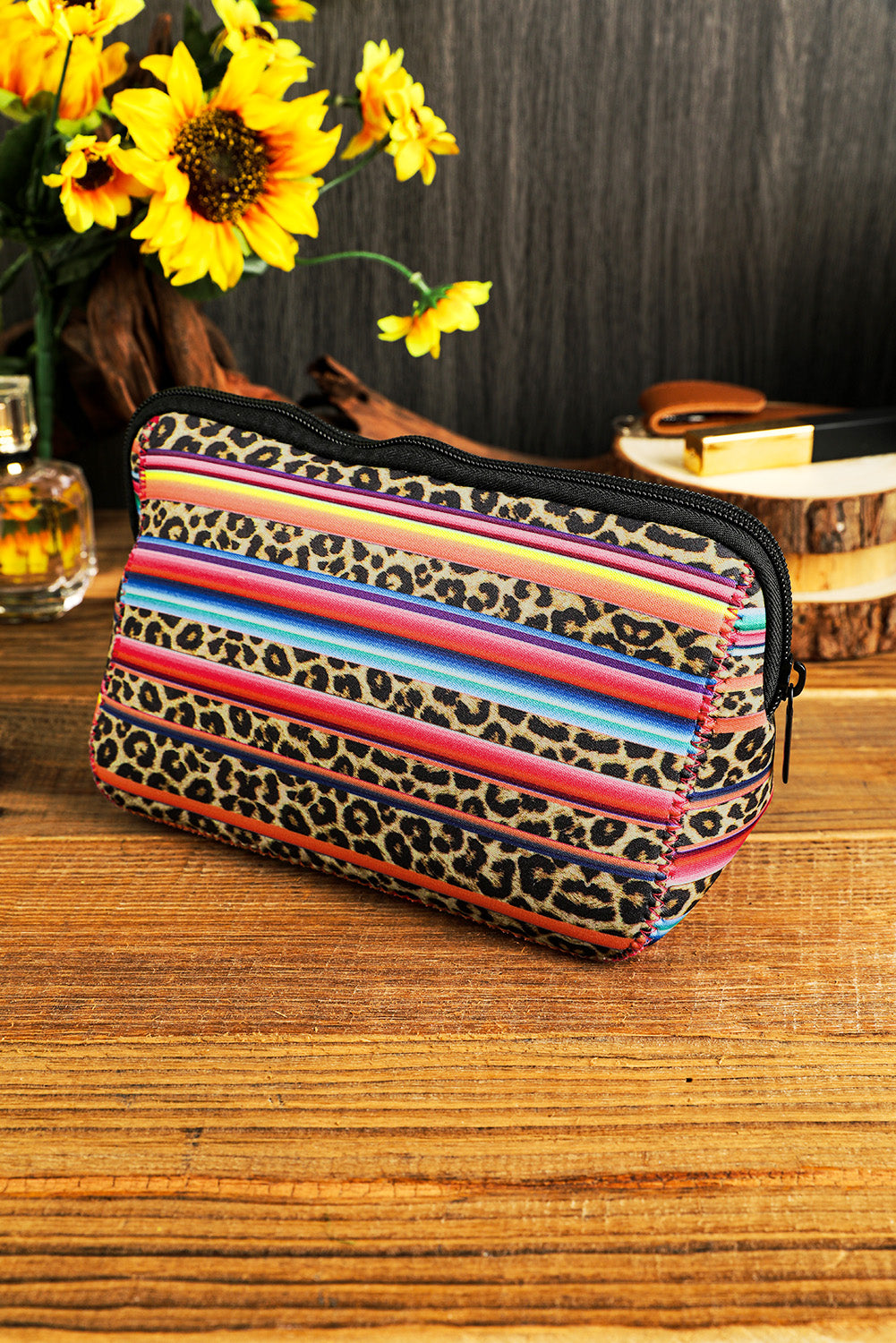 Storage Bag  .  Multicolor Serape Leopard Make up Storage Bag 14*19CM