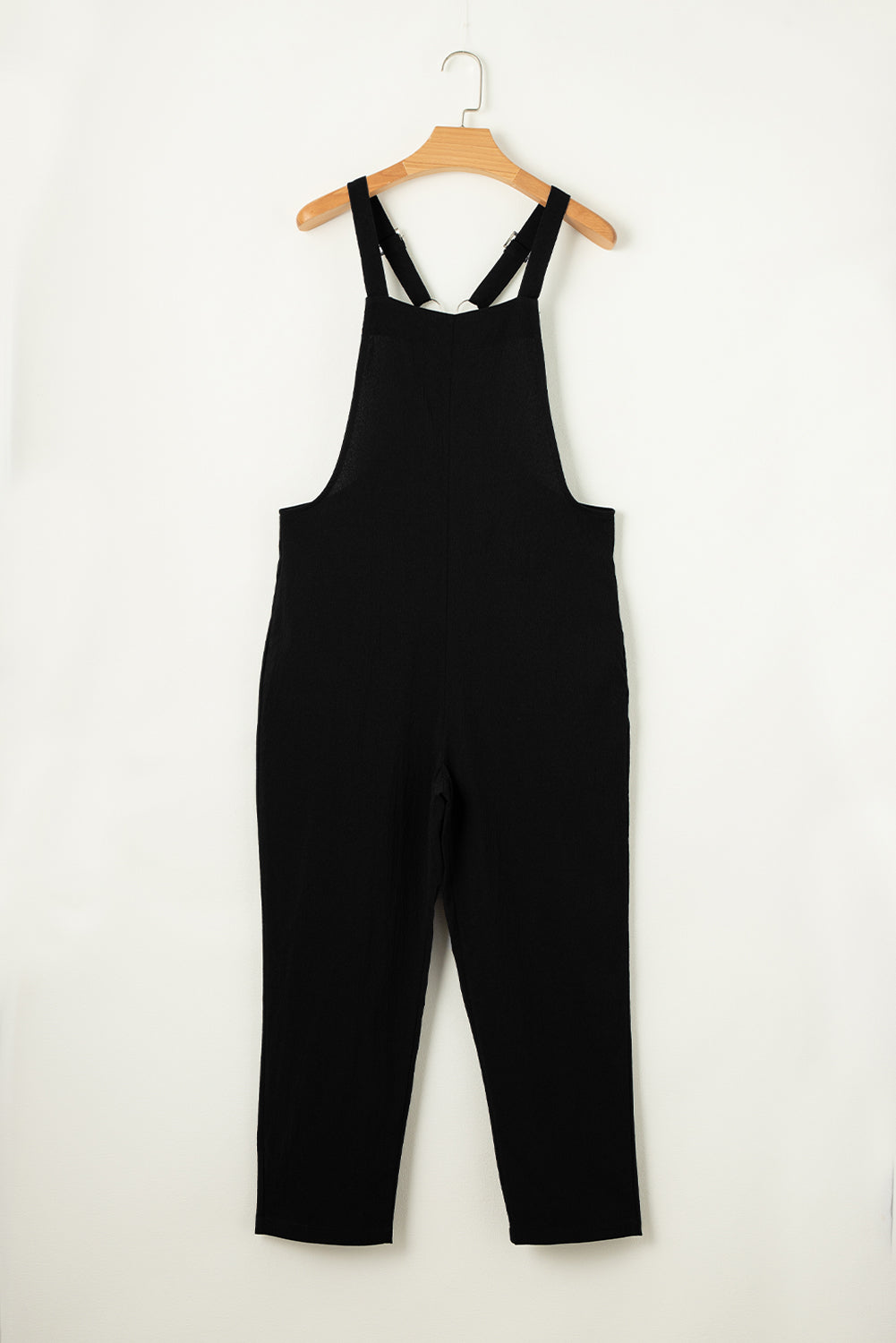 Jumpsuit  .  Black Adjustable Buckle Straps Cropped Jumpsuit