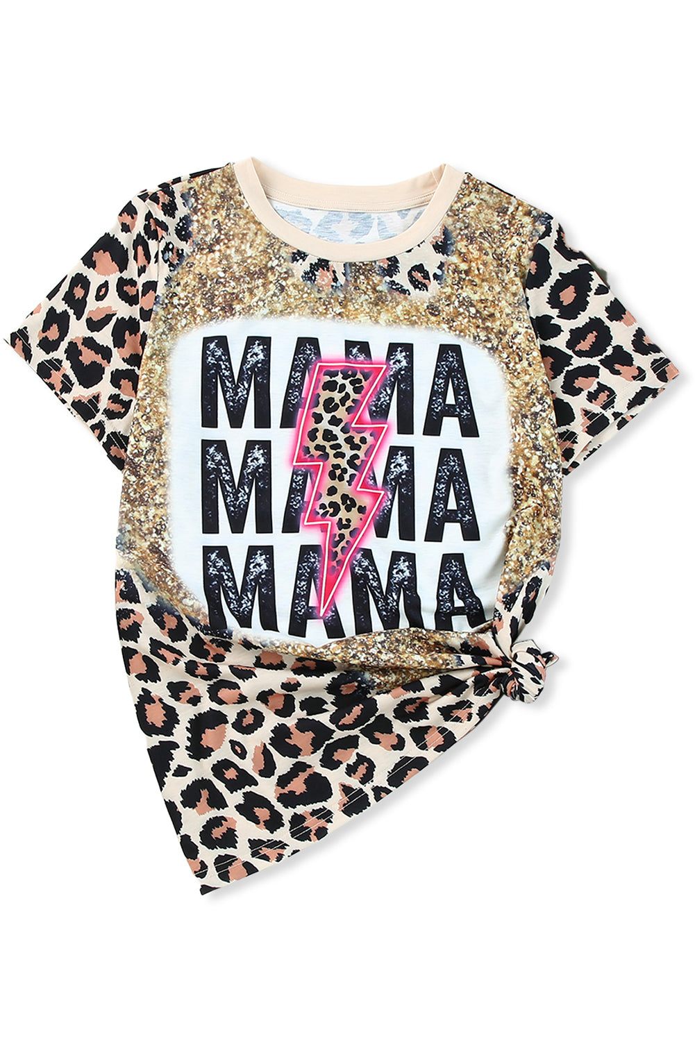 T Shirt  .  MAMA Lightning Graphic Leopard Dyed T Shirt