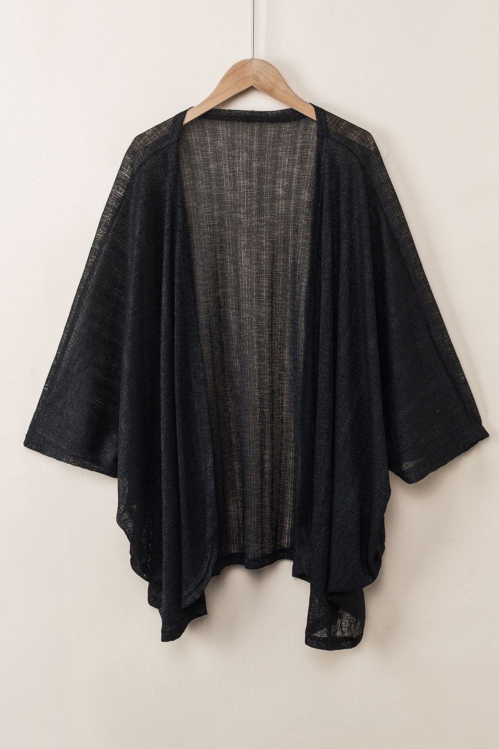 Cardigan  .  Black Sheer Lightweight Knit Long Sleeve