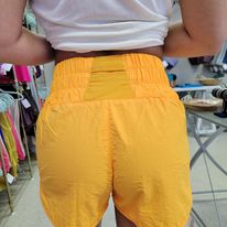 SHORTS YELLOW GOLD  .  WINDBREAKER SMOCKED WAISTBAND RUNNING SHORTS YELLOW GOLD