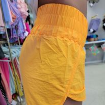 SHORTS YELLOW GOLD  .  WINDBREAKER SMOCKED WAISTBAND RUNNING SHORTS YELLOW GOLD