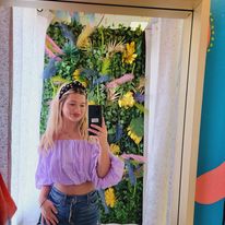 TOP  .  BUBBLE SLEEVES CROP SHORT SLEEVE TOP PURPLE