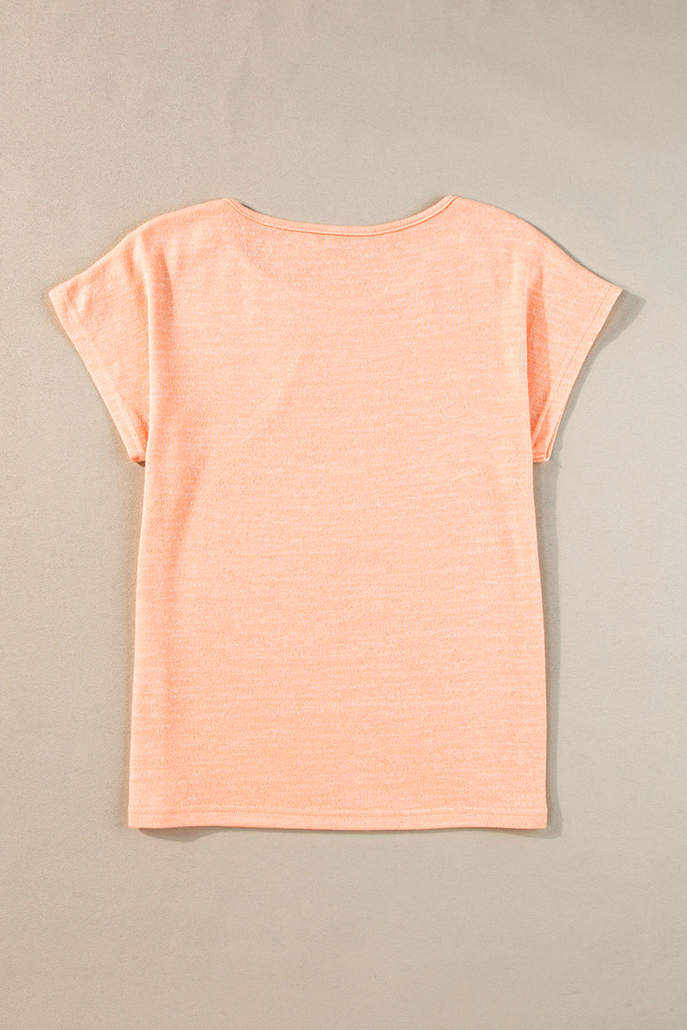Casual Tee    Apricot Pink Button Detail Batwing Sleeve