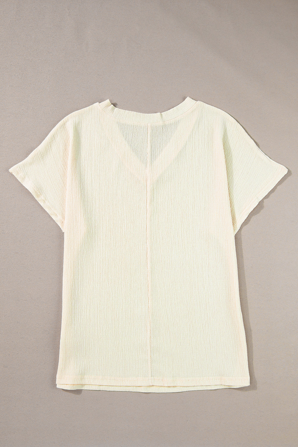 T-shirt  .  Apricot Crinkled V Neck Wide Sleeve T-shirt