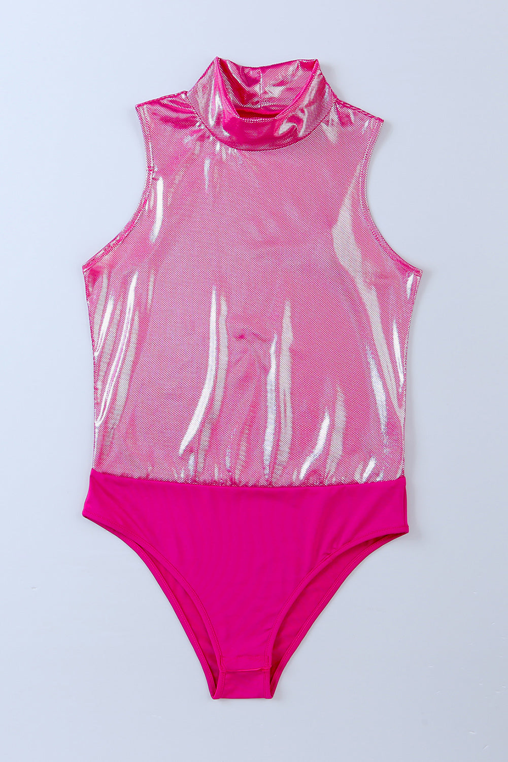 Bodysuit  .  Rose Glitter High Neck Sleeveless Bodysuit