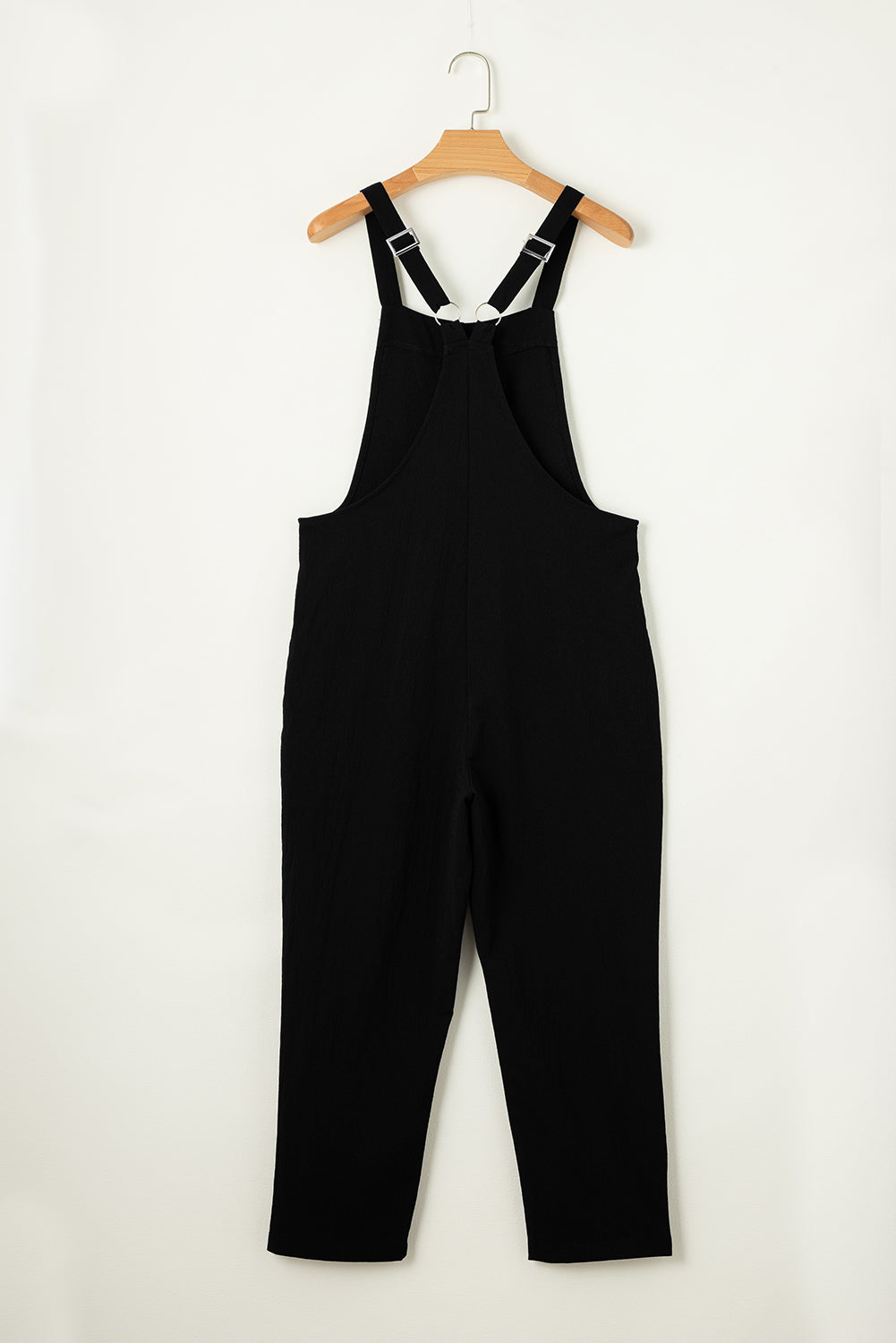 Jumpsuit  .  Black Adjustable Buckle Straps Cropped Jumpsuit