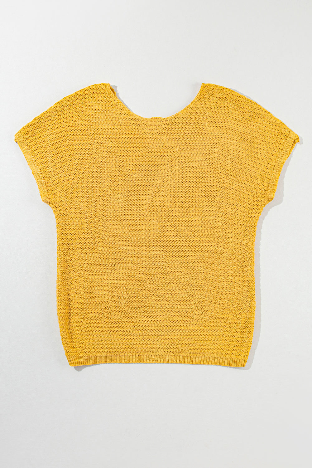 Sweater  .  Ginger Solid Loose Knit Short Dolman Sleeve