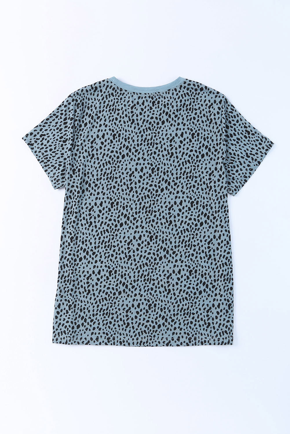 T Shirt  .  Gray Cheetah Print O-neck Short Sleeve T Shirt