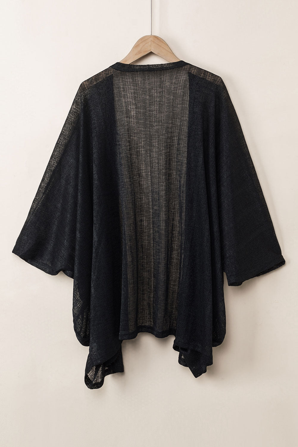 Cardigan  .  Black Sheer Lightweight Knit Long Sleeve