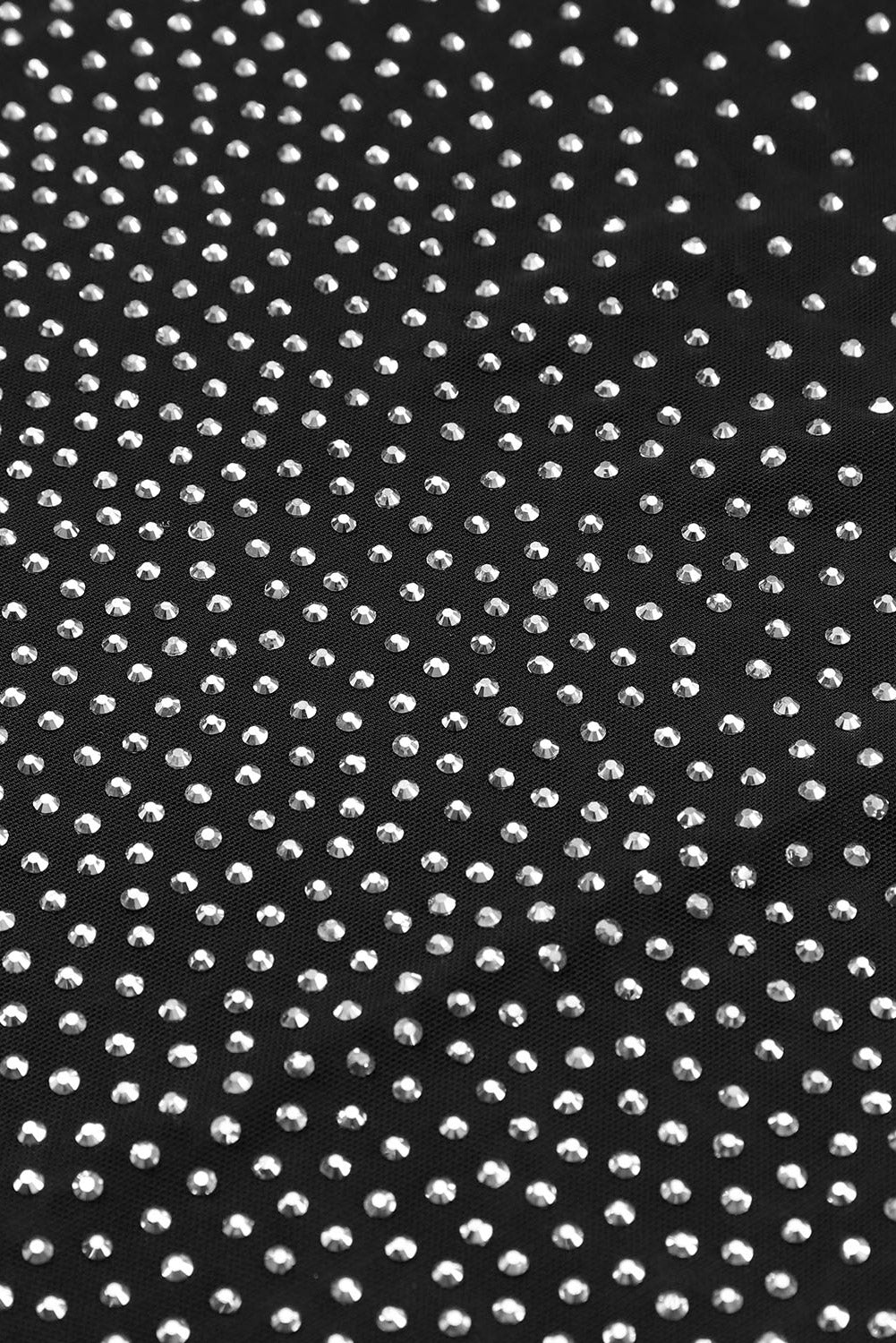 Long Sleeve Bodysuit  .  Black Rhinestone Embellished Mesh