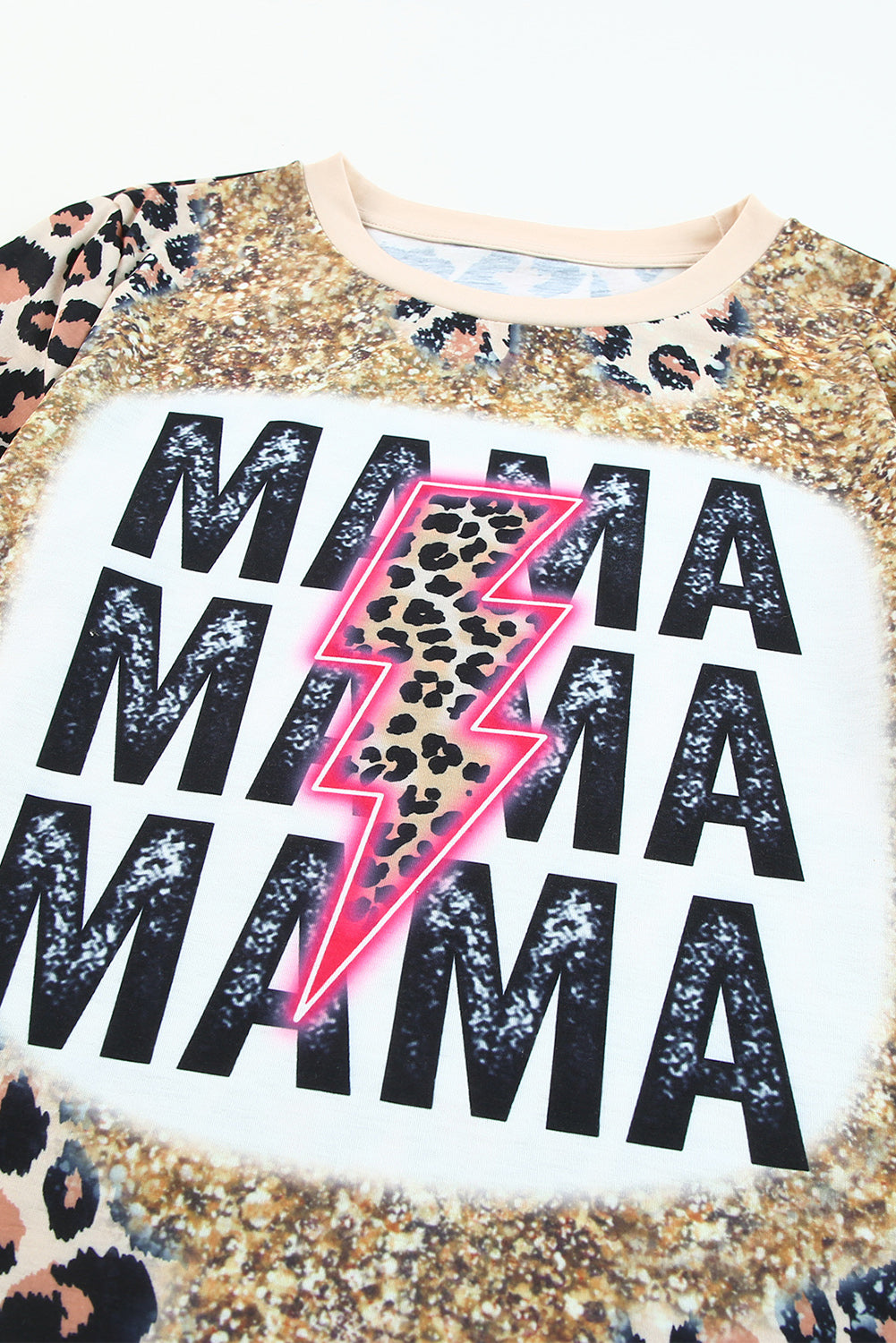 T Shirt  .  MAMA Lightning Graphic Leopard Dyed T Shirt