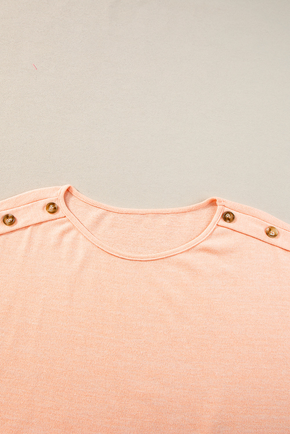 Tee  .  Apricot Pink Button Detail Batwing Sleeve Casual Tee