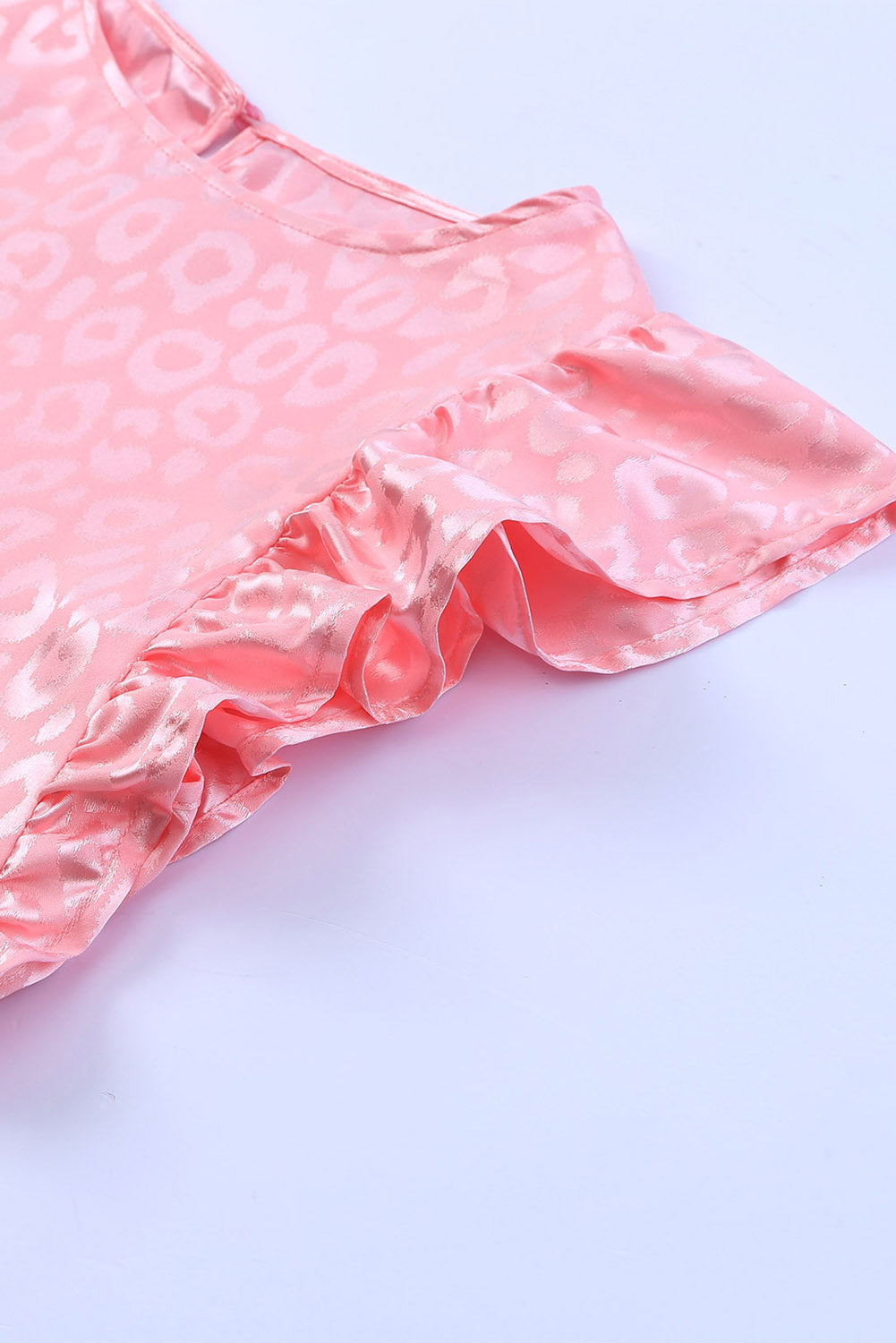 Tank Top Satin Leopard Print Ruffle