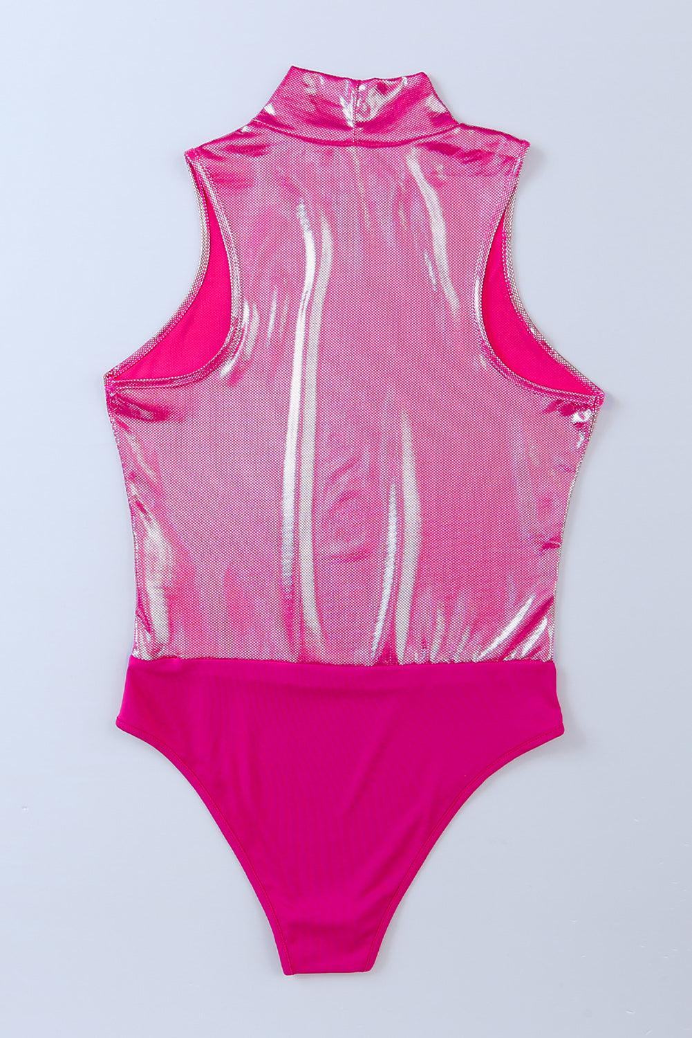 Bodysuit  .  Rose Glitter High Neck Sleeveless Bodysuit