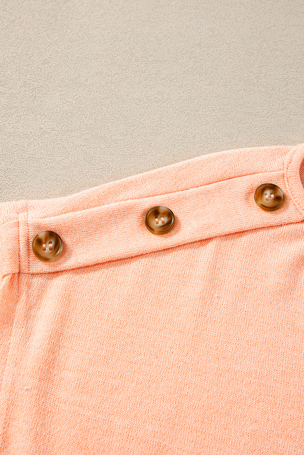 Tee  .  Apricot Pink Button Detail Batwing Sleeve Casual Tee