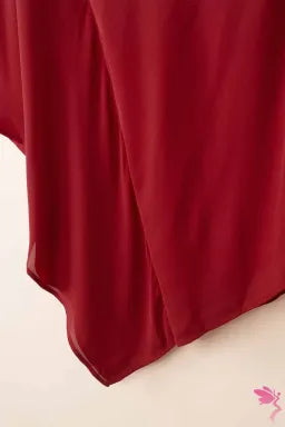 Mini Dress  .  Red Solid Color One Shoulder Batwing Sleeve Mini Dress