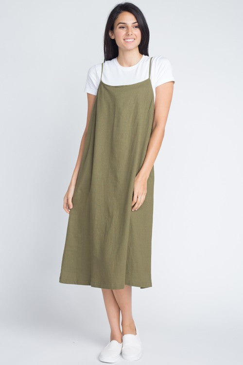 Dress  .  Olive Linen Dress