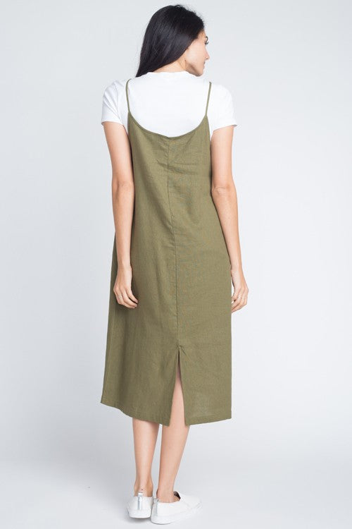 Dress  .  Olive Linen Dress